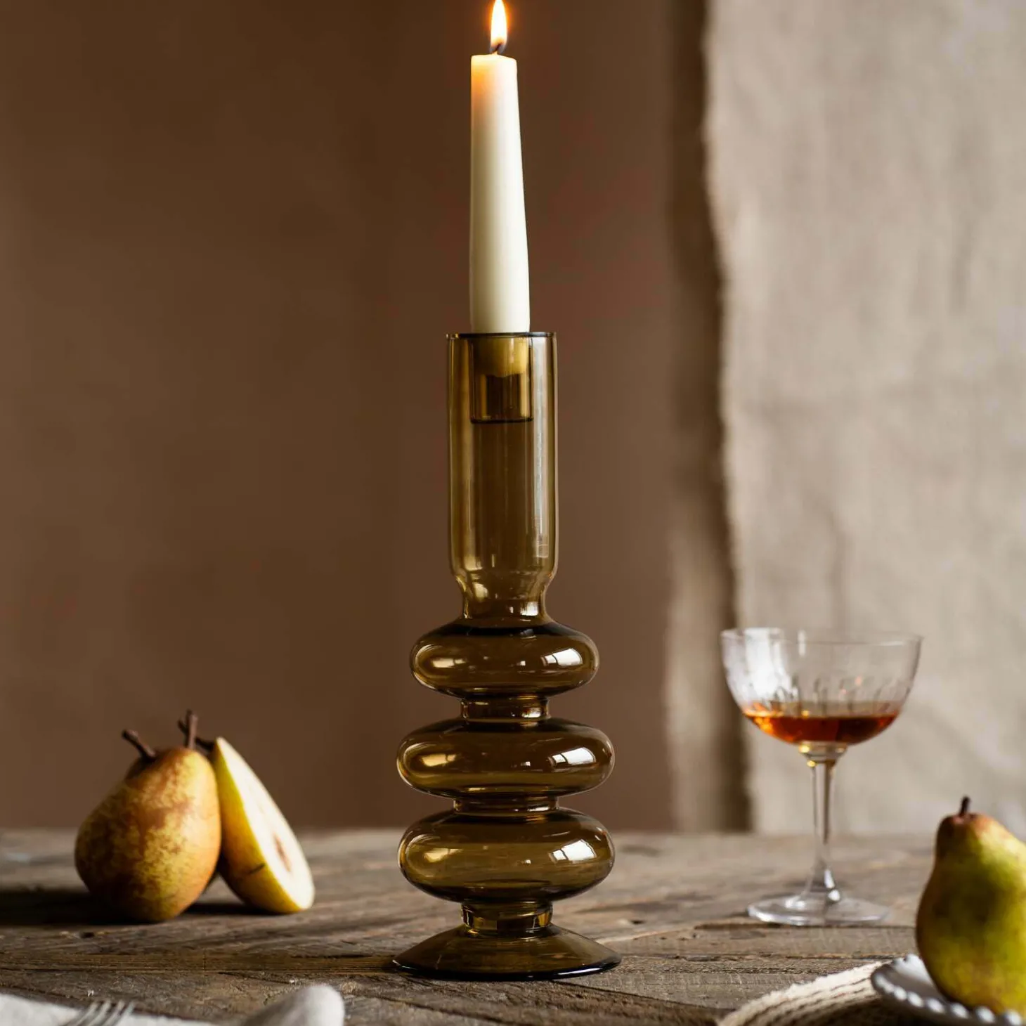 Olive Green Bubble Candle Holder
