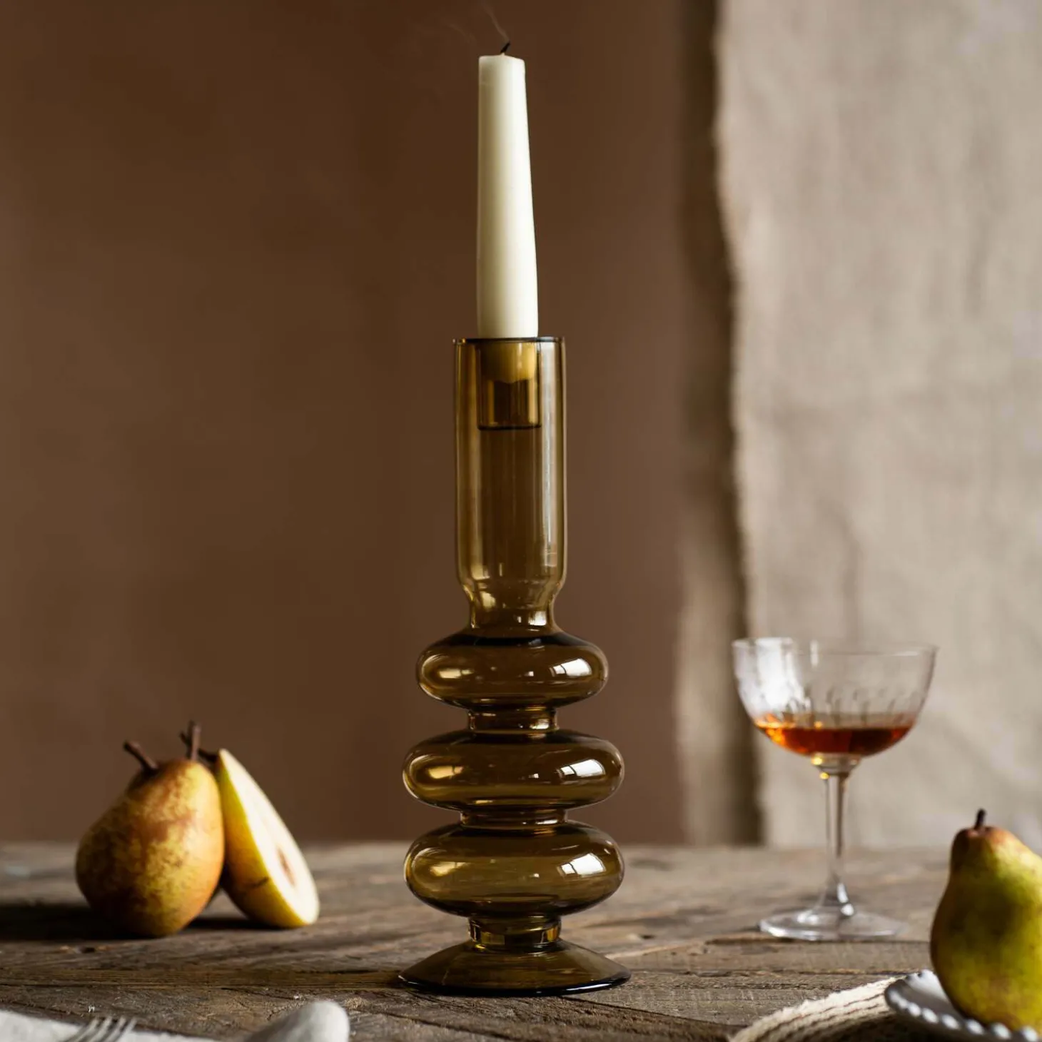 Olive Green Bubble Candle Holder