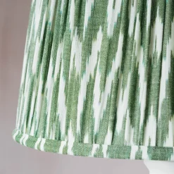 Olive Green Pleated Ikat Lamp Shades