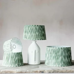 Olive Green Pleated Ikat Lamp Shades