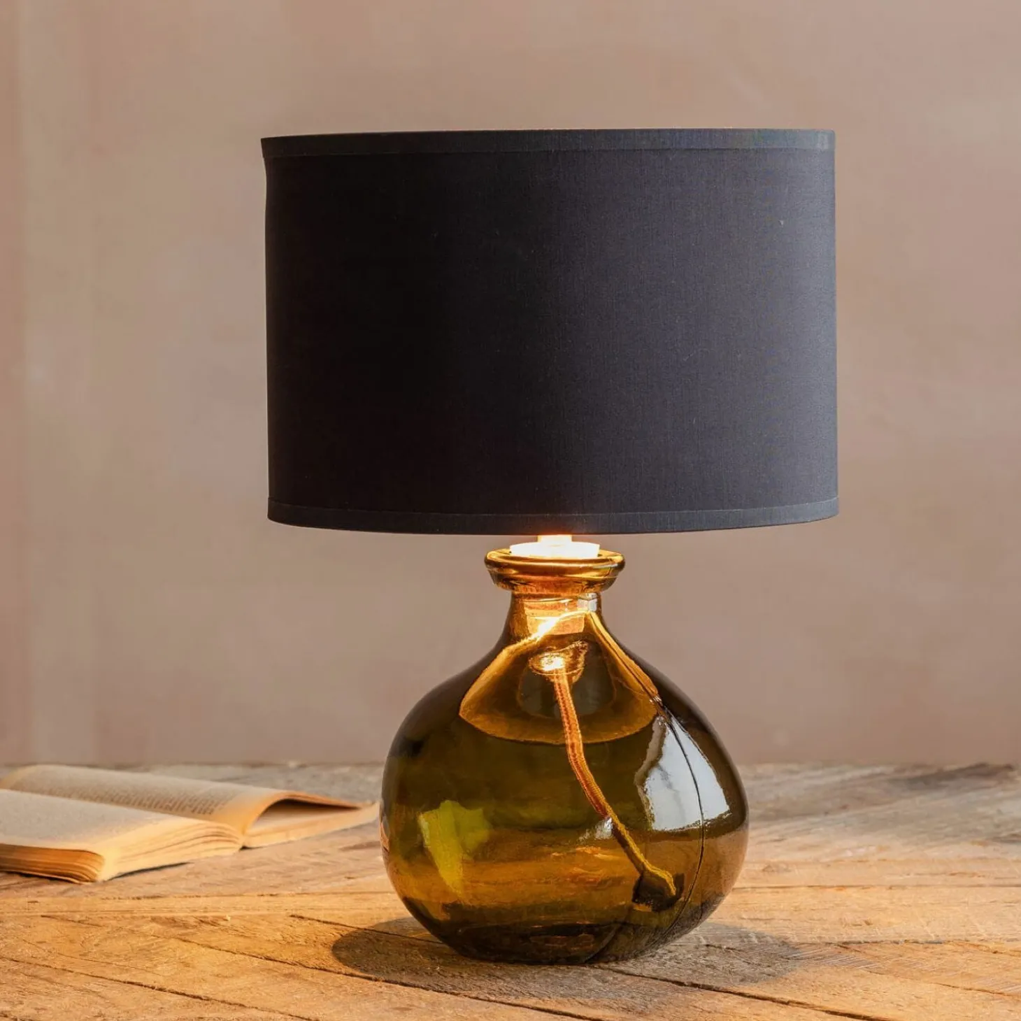 Olive Green Recycled Glass Table Lamp