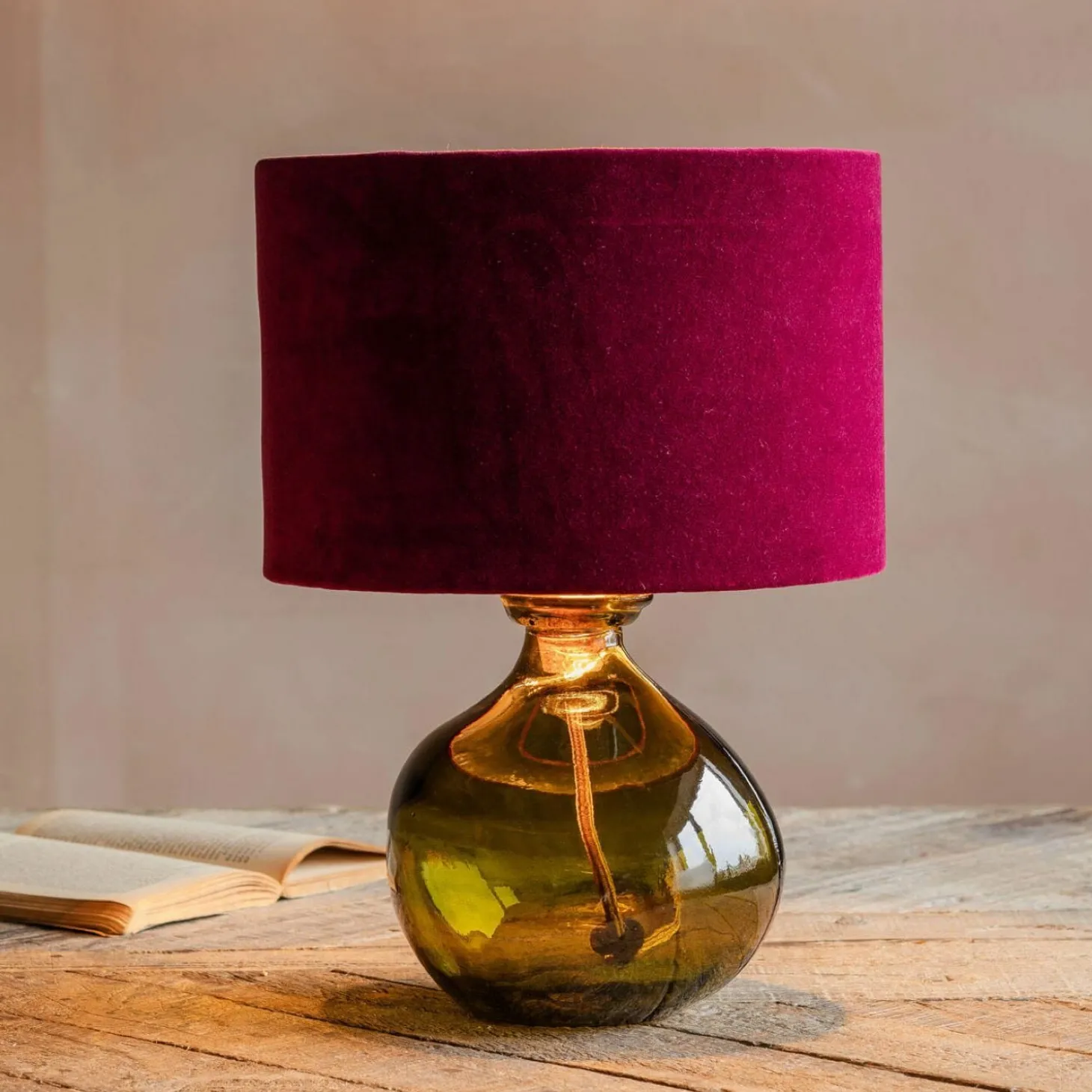 Olive Green Recycled Glass Table Lamp