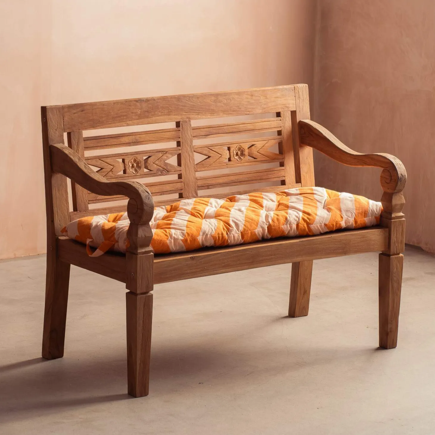 Orange Candy Stripe Bench Seat Pad