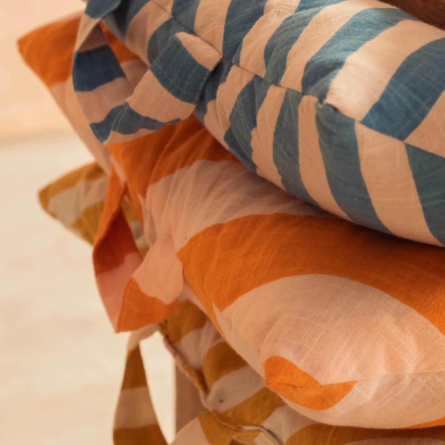 Orange Candy Stripe Bench Seat Pad