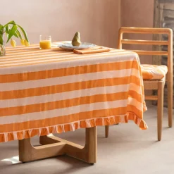 Orange Candy Stripe Frill Tablecloths