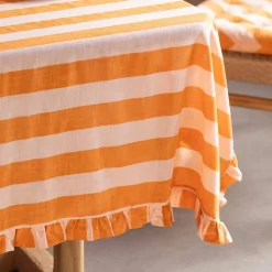 Orange Candy Stripe Frill Tablecloths