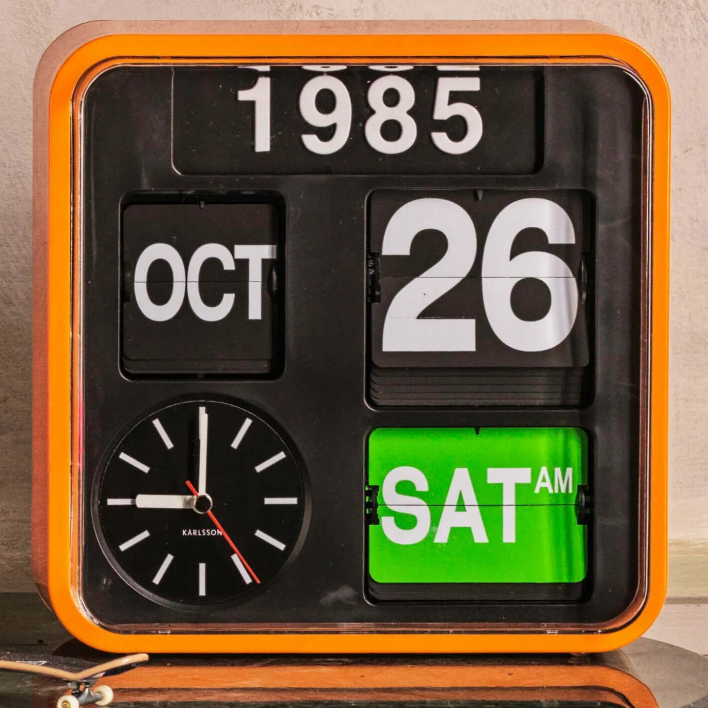 Orange Flip Wall Clock