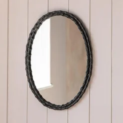 Oval Black Bamboo Wall Mirror