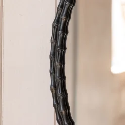 Oval Black Bamboo Wall Mirror
