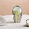 Oval Glass Tiger Jellyfish Paperweight