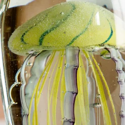 Oval Glass Tiger Jellyfish Paperweight