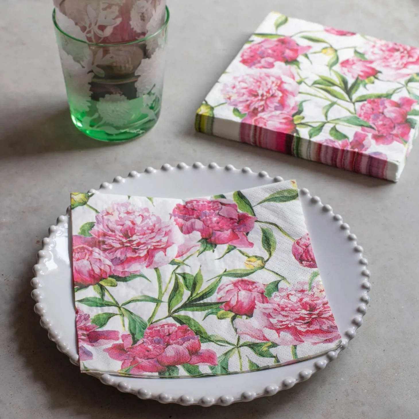 Pack of Twenty Peony Napkins