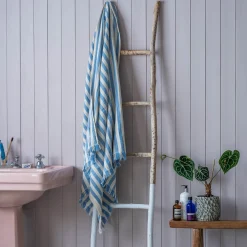 Pale Blue Stripe Turkish Beach Towel Wrap