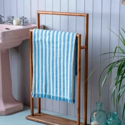 Pale Blue Stripe Turkish Beach Towel Wrap