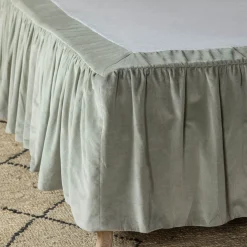 Pale Sage Velvet Frill Edged Valances