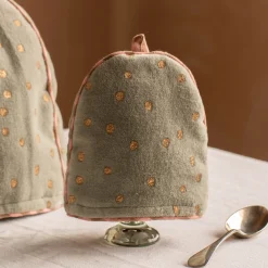 Pale Sage Velvet with Gold Dots Egg Cosy