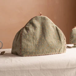 Pale Sage Velvet with Gold Dots Tea Cosy