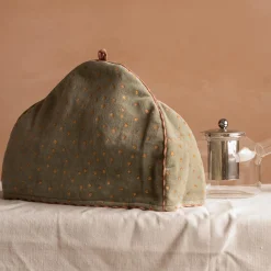 Pale Sage Velvet with Gold Dots Tea Cosy