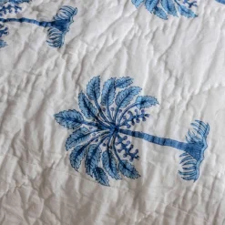 Palm Tree and Blue Stripe Reversible King Size Quilt