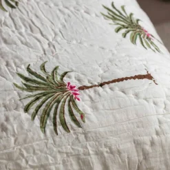 Palm Tree and Green Stripe Reversible King Size Quilt