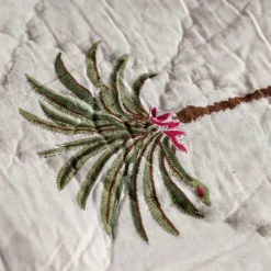 Palm Tree and Green Stripe Reversible King Size Quilt