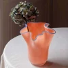 Peach and Blue Ruffle Vase - Medium
