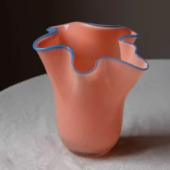 Peach and Blue Ruffle Vase - Medium