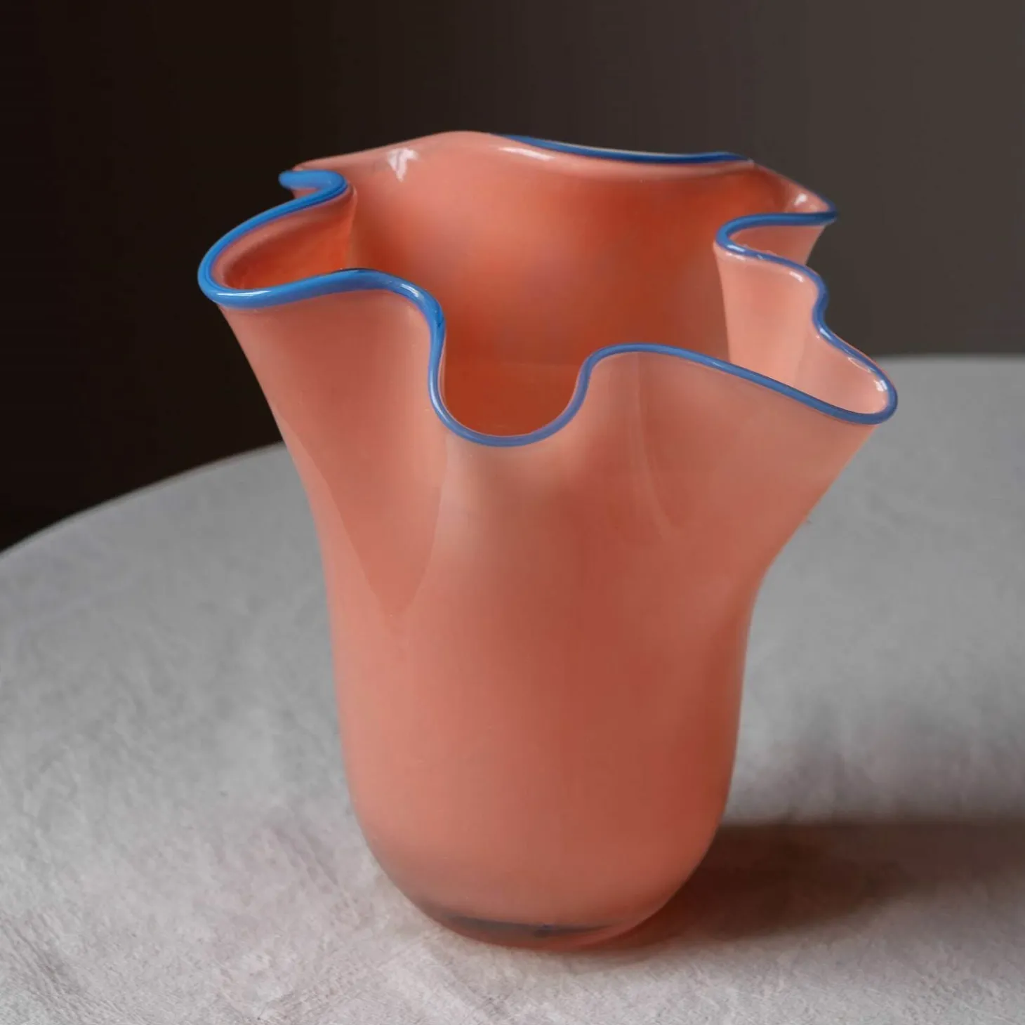 Peach and Blue Ruffle Vase - Medium
