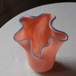 Peach and Blue Ruffle Vase - Medium