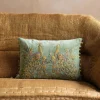 Peacock Embroidered Velvet Rectangular Cushion