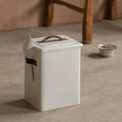 Pet Food Bin with Leather Handle - Medium