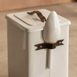 Pet Food Bin with Leather Handle - Medium