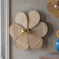 Petal Natural Wicker Wall Lamp