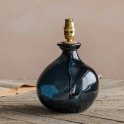 Petrol Blue Recycled Glass Table Lamp