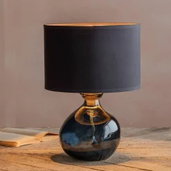 Petrol Blue Recycled Glass Table Lamp