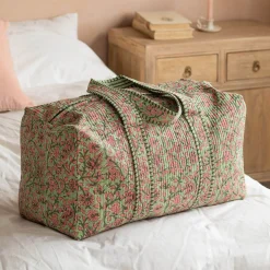 Pink & Green Floral Weekend Bag - Large
