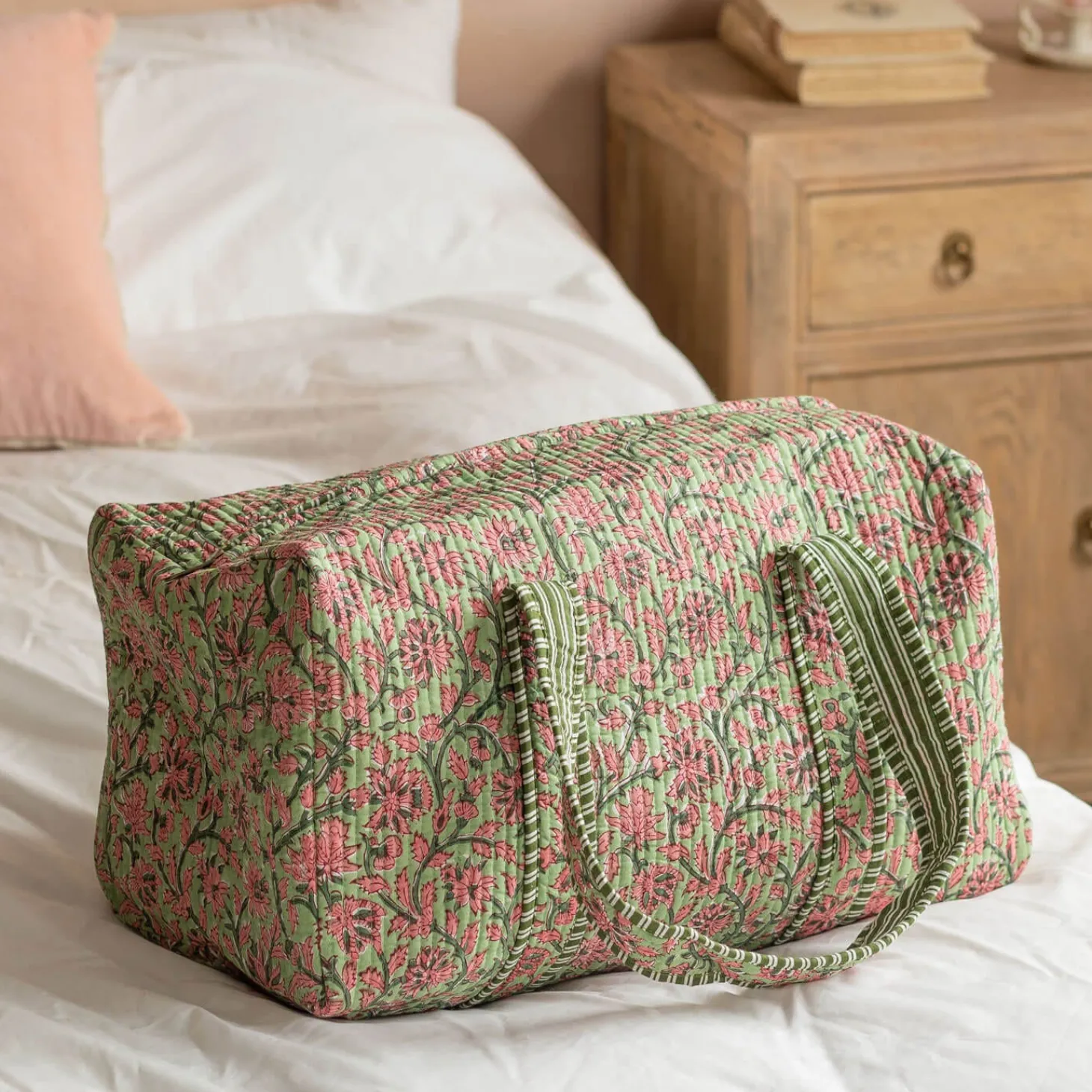 Pink & Green Floral Weekend Bag - Small