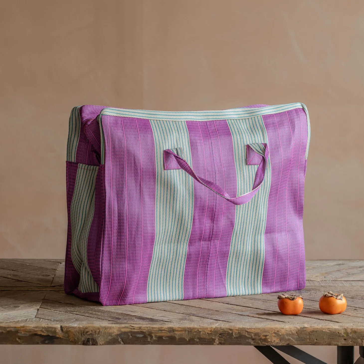 Pink & Purple Stripe Recycled Weekend Bag