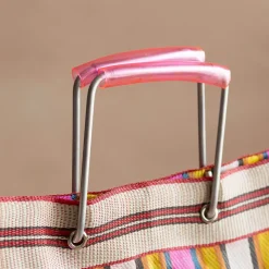 Pink & Yellow Stripe Recycled Shopping Bag
