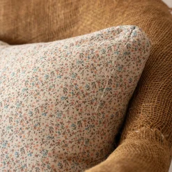 Pink and Blue Floral Square Cushion