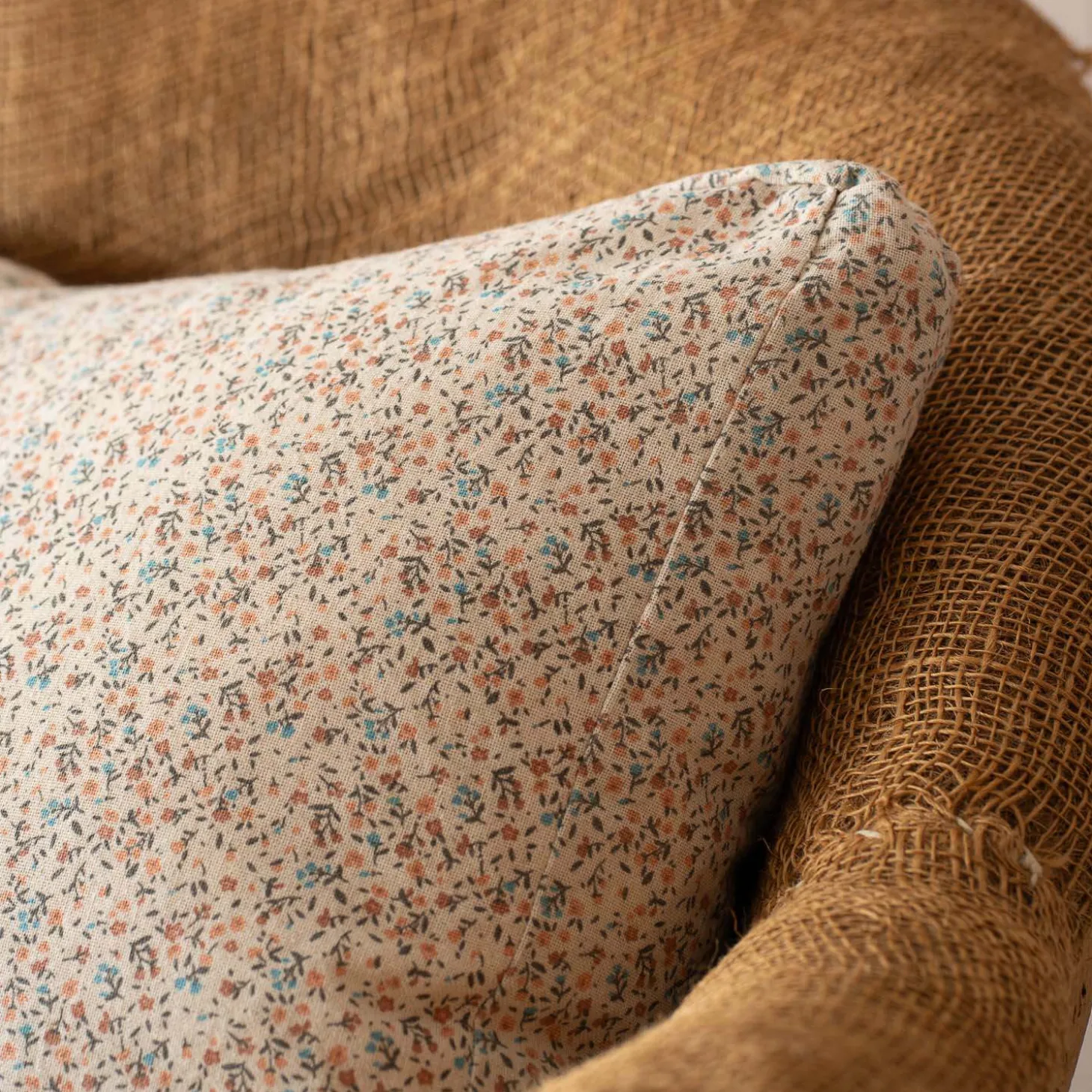 Pink and Blue Floral Square Cushion
