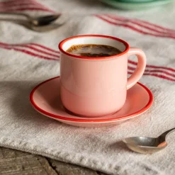 Pink and Red Coffee Cup and Saucer