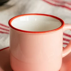 Pink and Red Coffee Cup and Saucer