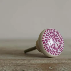 Pink Floral Resin Knob