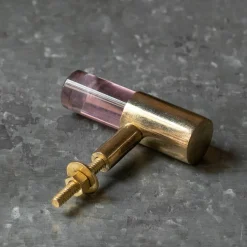 Pink Glass and Brass Knob