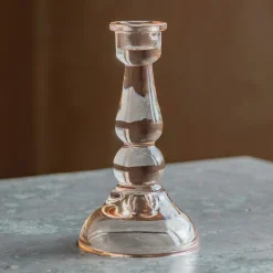 Pink Glass Candle Holder