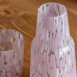 Pink Speckle Carafe and Tumbler