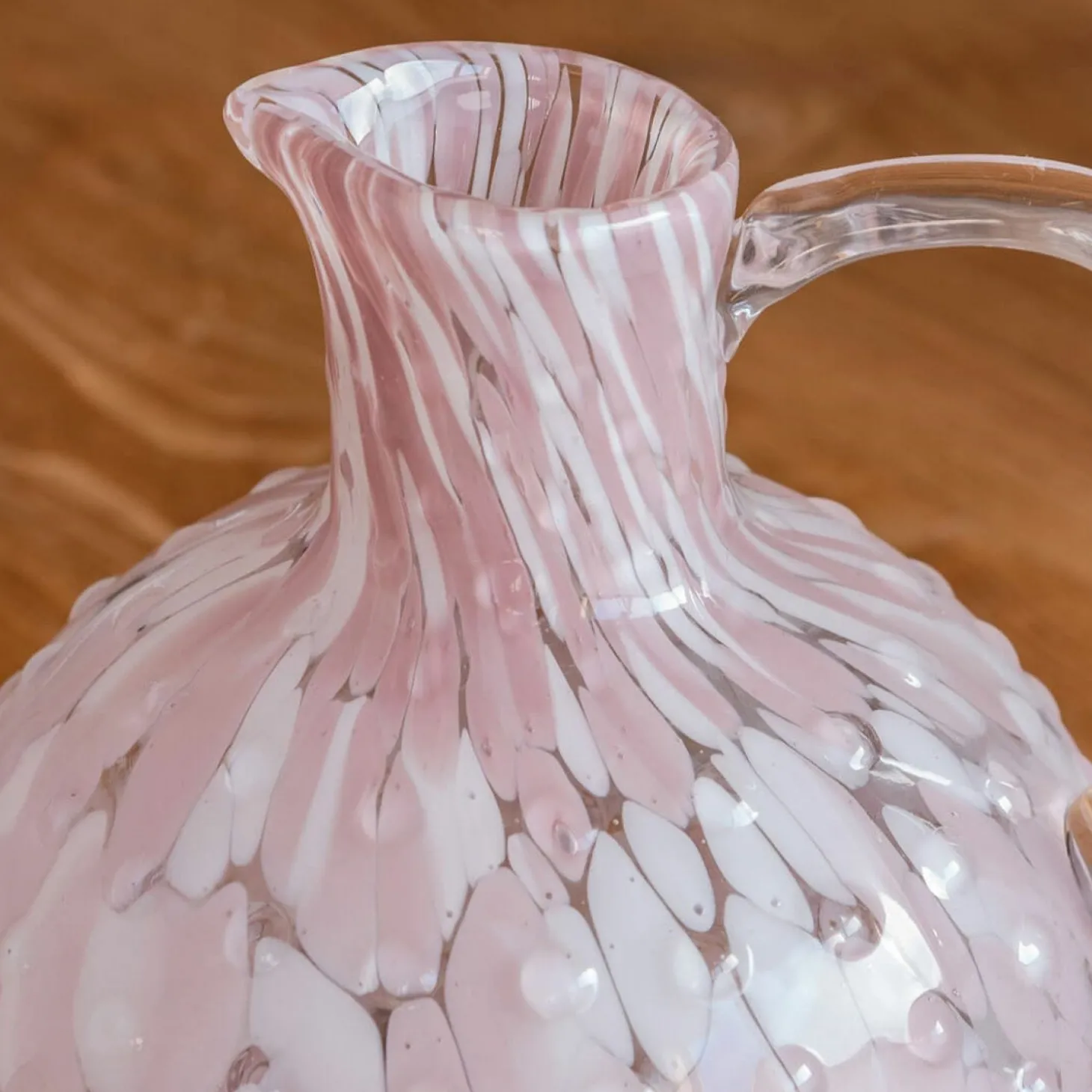 Pink Speckle Glass Pitcher