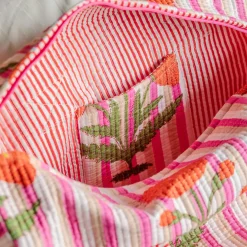 Pink Stripe and Floral Weekend Bag - Small