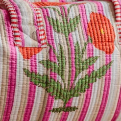 Pink Stripe and Floral Weekend Bag - Small